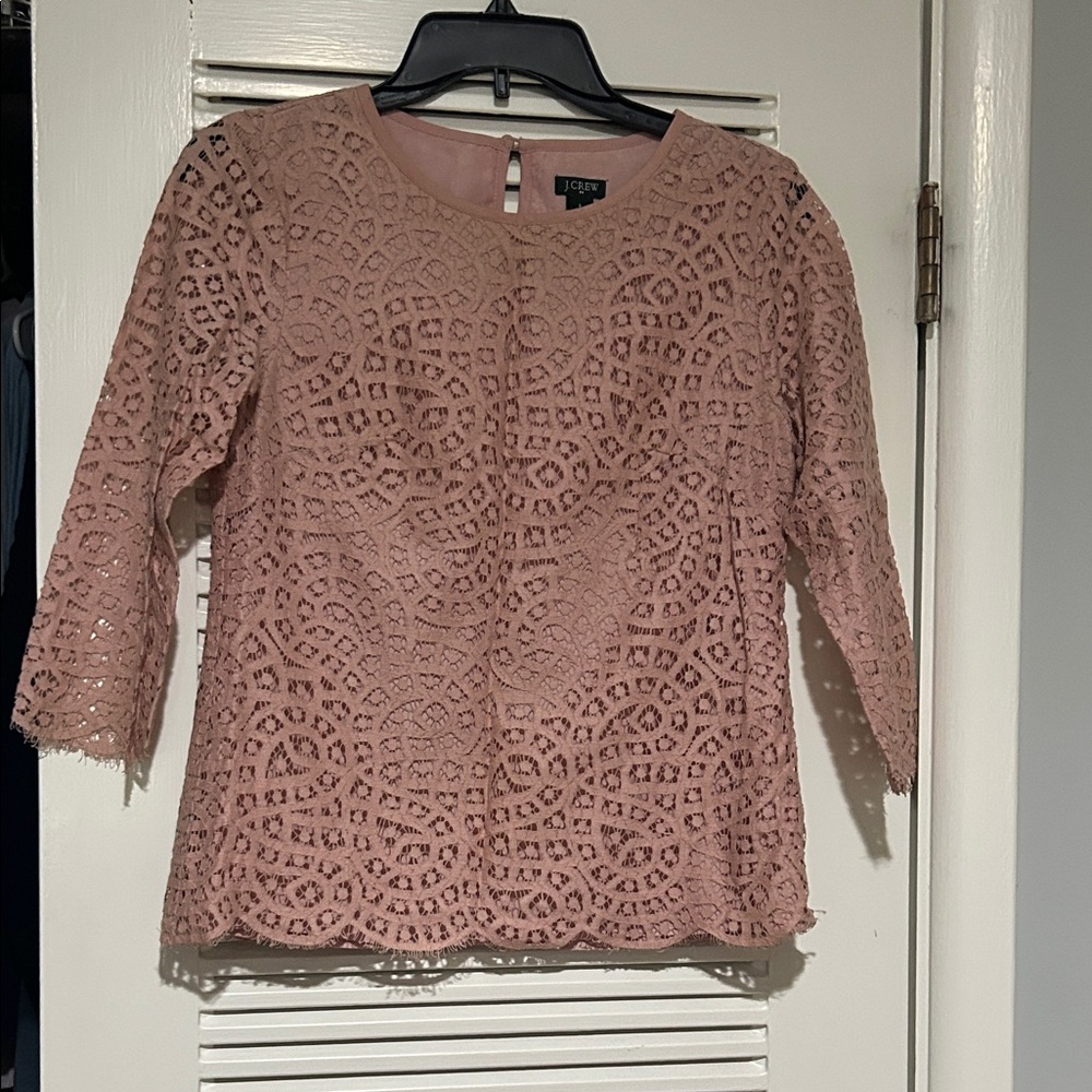 J.crew Blush Lace Blouse